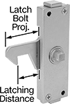 Image of Product. Front orientation. Contains Annotated. Push-to-Close Latches. Square-Drive Push-to-Close Locking Latches for Sliding Doors.