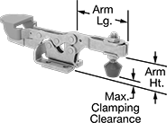 Image of Product. Front orientation. Contains Annotated. Toggle Clamps. Low-Profile Hold-Down Toggle Clamps with Locking Handle.