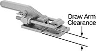 Image of Product. Style B. Front orientation. Contains Annotated. Toggle Clamps. Latch-Style Toggle Clamps with Locking Handle, Style B, U-Style Draw Arm.