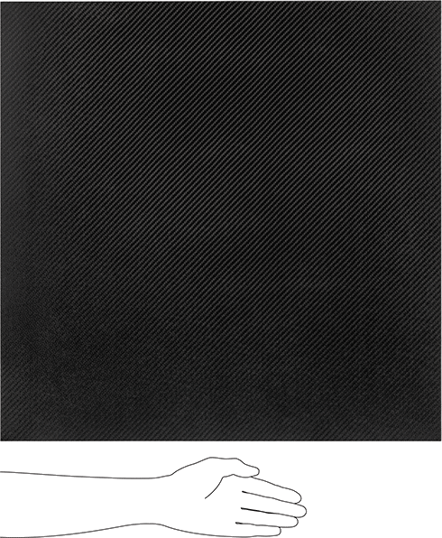 Image of Product. Front orientation. Contains SizingReference. Rigid Lightweight Carbon Fiber Sheet, 1/16" Thick, 24" x 24".