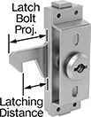 Image of Product. Front orientation. Contains Annotated. Push-to-Close Latches. Two-Way-Drive Push-to-Close Locking Latches for Sliding Doors.