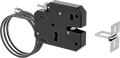 Image of Product. Front orientation. Rotary Latches. Electronic Remote-Release Rotary Latches, 1 Latch Point, Manual-Release Lever, Switch.