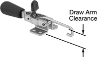 Image of Product. Style D. Front orientation. Contains Annotated. Toggle Clamps. Latch-Style Toggle Clamps, Hook-Style Draw Arm, Style D.