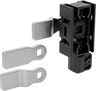 Image of Product. Right-Side Door Mount for 1 Rod. Front orientation. Multipoint Latch Conversion Kits. Inline Cam Latches, Half-Turn Clockwise to Open, Right-Side Door Mount, For 1 Rod.