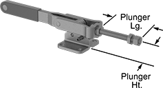 Image of Product. Front orientation. Contains Annotated. Toggle Clamps. Push/Pull Toggle Clamps, Pull Only—Steel, External Plunger Thread, Cushion Grip.