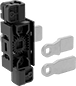 Image of Product. Left-Side Door Mount for 2 Rods. Front orientation. Multipoint Latch Conversion Kits. Inline Cam Latches, Half-Turn Clockwise to Open, Left-Side Door Mount, For 2 Rods.