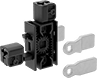 Image of Product. Bottom Left Side Door Mount. Front orientation. Multipoint Latch Conversion Kits. 90° Redirect Cam Latches, Half-Turn Clockwise to Open, Bottom Left Side Door Mount.