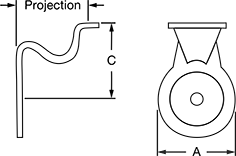 Image of Attribute. Front orientation. Contains Annotated, MultipleImages. Brackets. Heavy Duty Handrail Mounting Brackets, Style 1.