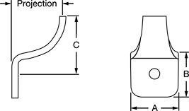 Image of Attribute. Front orientation. Contains Annotated, MultipleImages. Brackets. Heavy Duty Handrail Mounting Brackets, Style 2.