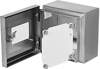 Image of ProductInUse. Mount Installed with Panel (Sold Separately). Front orientation. Electrical Enclosure Panel Mounts.