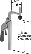 Image of Product. Front orientation. Contains Annotated. Toggle Clamps. Weld-On Side-Mount Hold-Down Toggle Clamps.