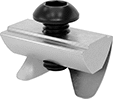 Image of Product. Self-Aligning Spring-Tab Nut with Button Head. Bottom orientation. T-Slotted Framing and Fittings. T-Slotted Framing Fasteners, Drop-In Screw and Nut Sets, Self-Aligning Spring-Tab Nut with Button Head Fastener.