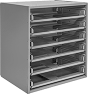 Image of Product. Front orientation. Cabinets. Create-Your-Own Stackable Small-Parts Cabinets with Compartmented Boxes, With Friction Drawer Slides, For 6 Boxes.