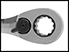 Image of Specification. Front orientation. ZoomedIn view. Contains Border. 12-Point Opening. Stubby Reversible Ratcheting Combination Wrench Sets.