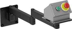 Image of ProductInUse. Shown with a Control Box Installed. Front orientation. Positioning Arms. Swing-Joint Positioning Arms.