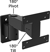 Image of Specification. Front orientation. Contains Annotated. Positioning Arms. Swing-Joint Positioning Arms, Ready-to-Use Arms with Monitor Mounting Plate, Wall Mount, Style D.