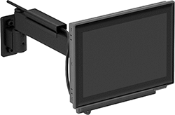 Image of ProductInUse. Shown with a Monitor Installed. Front orientation. Positioning Arms. Swing-Joint Positioning Arms.