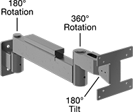 Image of Product. Front orientation. Contains Annotated. Positioning Arms. Heavy Duty Positioning Arms , Complete Arms, Screw On, Style C.