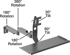 Image of Product. Front orientation. Contains Annotated. Positioning Arms. Heavy Duty Positioning Arms , Complete Arms, Screw On, Style F.