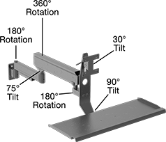 Image of Product. Front orientation. Contains Annotated, Inset. Positioning Arms. Heavy Duty Positioning Arms , Complete Arms, Screw On, Style H.