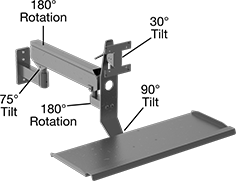 Image of Product. Front orientation. Contains Annotated, Inset. Positioning Arms. Heavy Duty Positioning Arms , Complete Arms, Screw On, Style G.