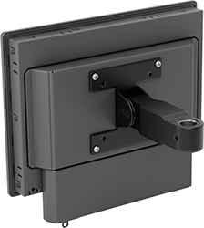 Image of ProductInUse. Shown with a Monitor Installed. Back orientation. Positioning Arms. Swing-Joint Positioning Arms, Monitor Mounting Plates.