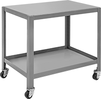 Image of Product. Front orientation. Tables. Steel Tables with Shelves, Style A, Rolling.
