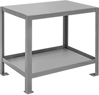 Image of Product. Front orientation. Tables. Steel Tables with Shelves, Style A, Stationary.