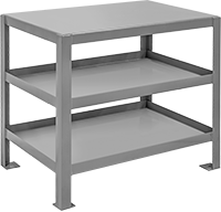 Image of Product. Front orientation. Tables. Steel Tables with Shelves, Style B, Stationary.