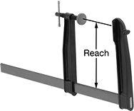 Image of Product. Front orientation. Contains Annotated. Bar Clamps. Long-Reach Bar Clamps.