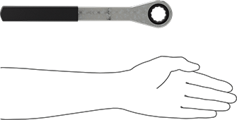 Image of Product. Side1 orientation. Contains SizingReference. 12-Point Opening Ratcheting Box Wrench, 24 mm Size, 12" Overall Length.