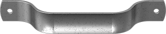 Image of Product. Front orientation. Unthreaded-Hole Rectangular Pull Handle, Dull 304 Stainless Steel, 5-3/4" Center-to-Center Width.