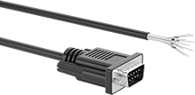 Image of Product. Front orientation. D-Sub Cords. D-Sub Cords, DB9 Plug × Wire Leads.
