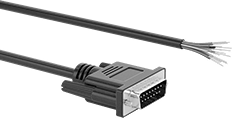 Image of Product. Front orientation. D-Sub Cords. D-Sub Cords, DB15 Plug × Wire Leads.