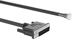 Image of Product. Front orientation. D-Sub Cords. D-Sub Cords, DB25 Plug × Wire Leads.