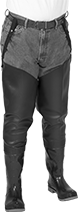 Image of ProductInUse. Front orientation. Waders. Hip Waders, PVC.