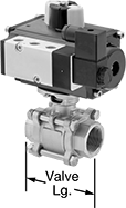 Image of Product. Assembled View. Front orientation. Contains Annotated. Air-Actuated On/Off Valves. Easy-Maintenance High-Flow Air-Driven On/Off Valves, Direct Actuator Mount with DIN B Connection.