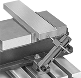 Image of ProductInUse. Front orientation. Vise Stops. Machine Table Vise Stops.