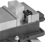 Image of ProductInUse. Front orientation. Vise Stops. Clamp-On Machine Vise Stops.