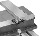 Image of ProductInUse. Front orientation. Vise Stops. Magnetic-Mount Machine Vise Stops.