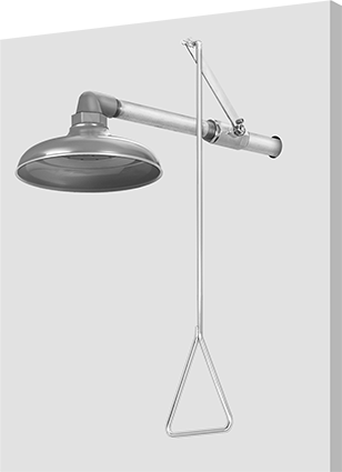 Image of Product. Front orientation. Wall-Mount Stainless Steel Shower Station.