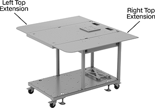 Image of Product. Top Extension Shown Extended. Front orientation. Contains Annotated. Robot Workstations. Robot Workstations, Top Extensions.