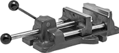 Image of Product. Front orientation. Vises. Quick-Clamp Drill-Press Vises, With Flat Jaws, Fixed Base, Lever Jaw Lock.