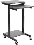 Image of Product. With Telescoping Stand and Casters. Front orientation. Podiums. Gray.