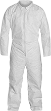Image of Product. Front orientation. Coveralls. Disposable Coveralls, Long-Sleeve Coveralls.