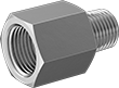Image of Product. Female × Male. Front orientation. Pipe and Fittings. Precision Extreme-Pressure Galvanized Iron and Steel Threaded Pipe Fittings, Straight Adapters, Male, Female, Threaded Fitting Connection, Hex Body.