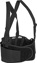 Image of Product. Front orientation. Back-Support Belts. Belt with Shoulder Straps and Spring Steel Lumbar Support Strips.