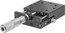 Image of Product. Front orientation. Positioning Slides. Locking Positioning Tables with Micrometer.