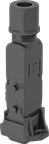 Image of Product. Front orientation. Latching Connectors. Compact Latching Connectors, Top Cord Connection with Bottom Mounting Flange and Cord Grip—1 Latching Lever.