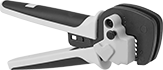 Image of Product. Crimpers. Front orientation. Latching Connectors. Compact Latching Connectors, Top Cord Connection with Bottom Mounting Flange and Cord Grip—1 Latching Lever.